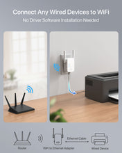 Cargar imagen en el visor de la galería, ioGiant WiFi to Ethernet Adapter Connects to a WiFi Router and Delivers Wired Connection for an Ethernet-only Device Works as a WiFi Bridge Easy to Use No Driver Software Is Needed
